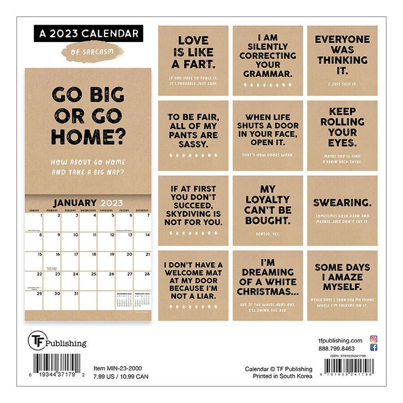 TF Publishing 2023 Anti affirmations Sarcasm Mini Calendar Etsy