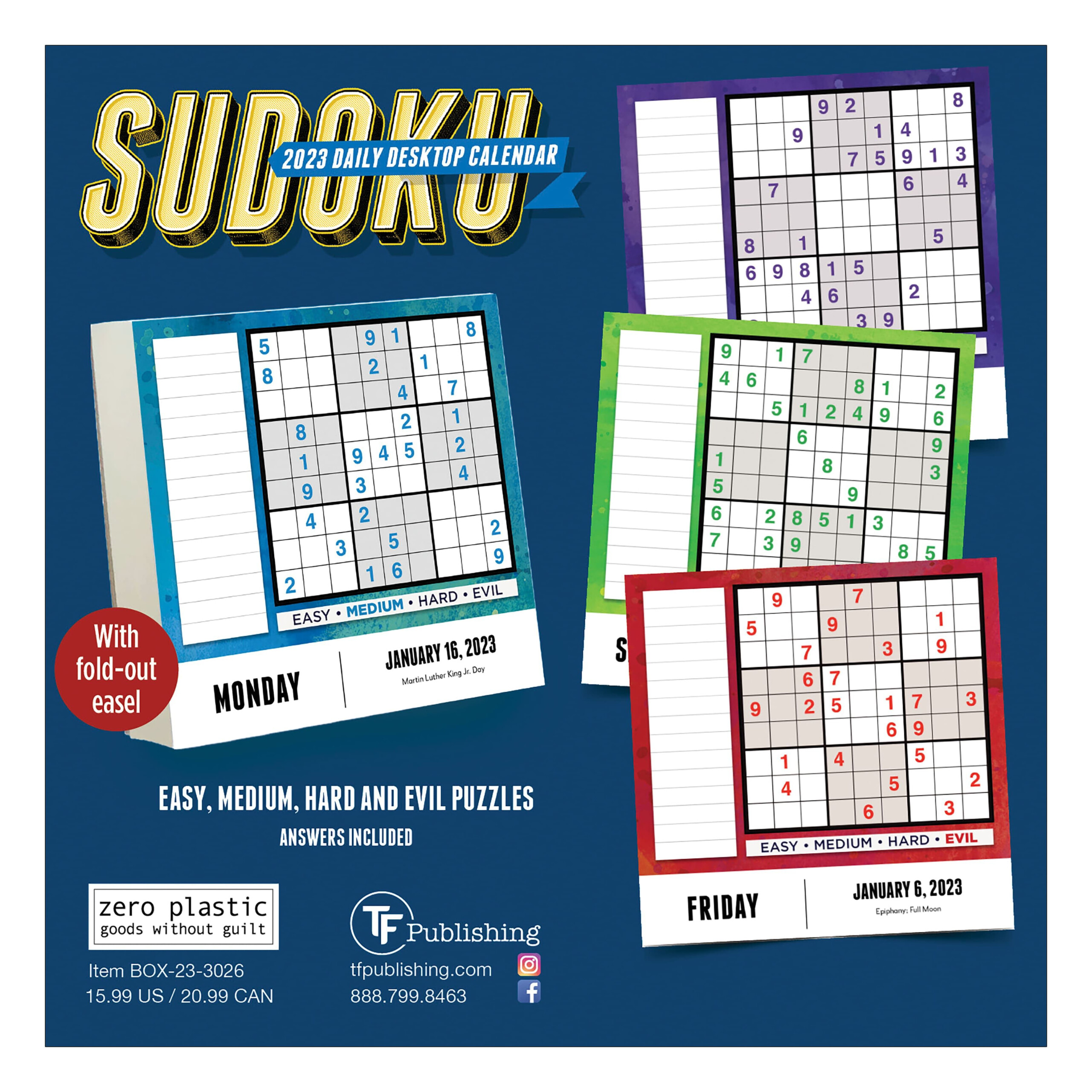TF Publishing 2023 Sudoku Puzzles Daily Desktop Calendar In 2022