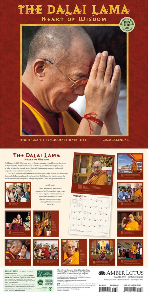 The Dalai Lama 2020 Wall Calendar Heart Of Wisdom Dalai Lama Wall 