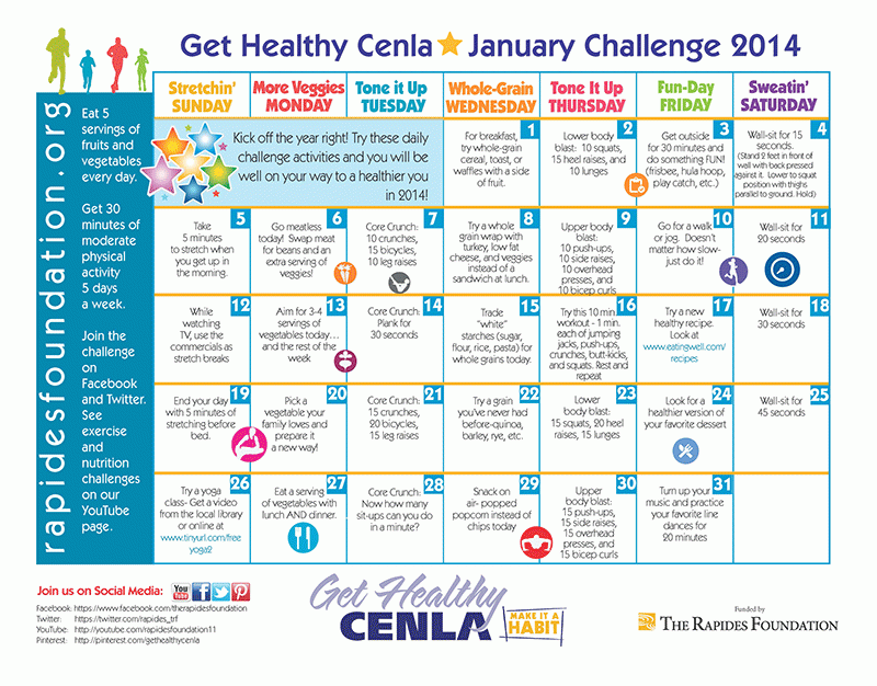 The New Year Brings A New Get Healthy Challenge Calendar To Help You